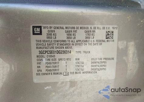 2013 Chevrolet Silverado 1500 Lt z USA, uszkodzony, nr VIN 3GCPCSE01DG236314